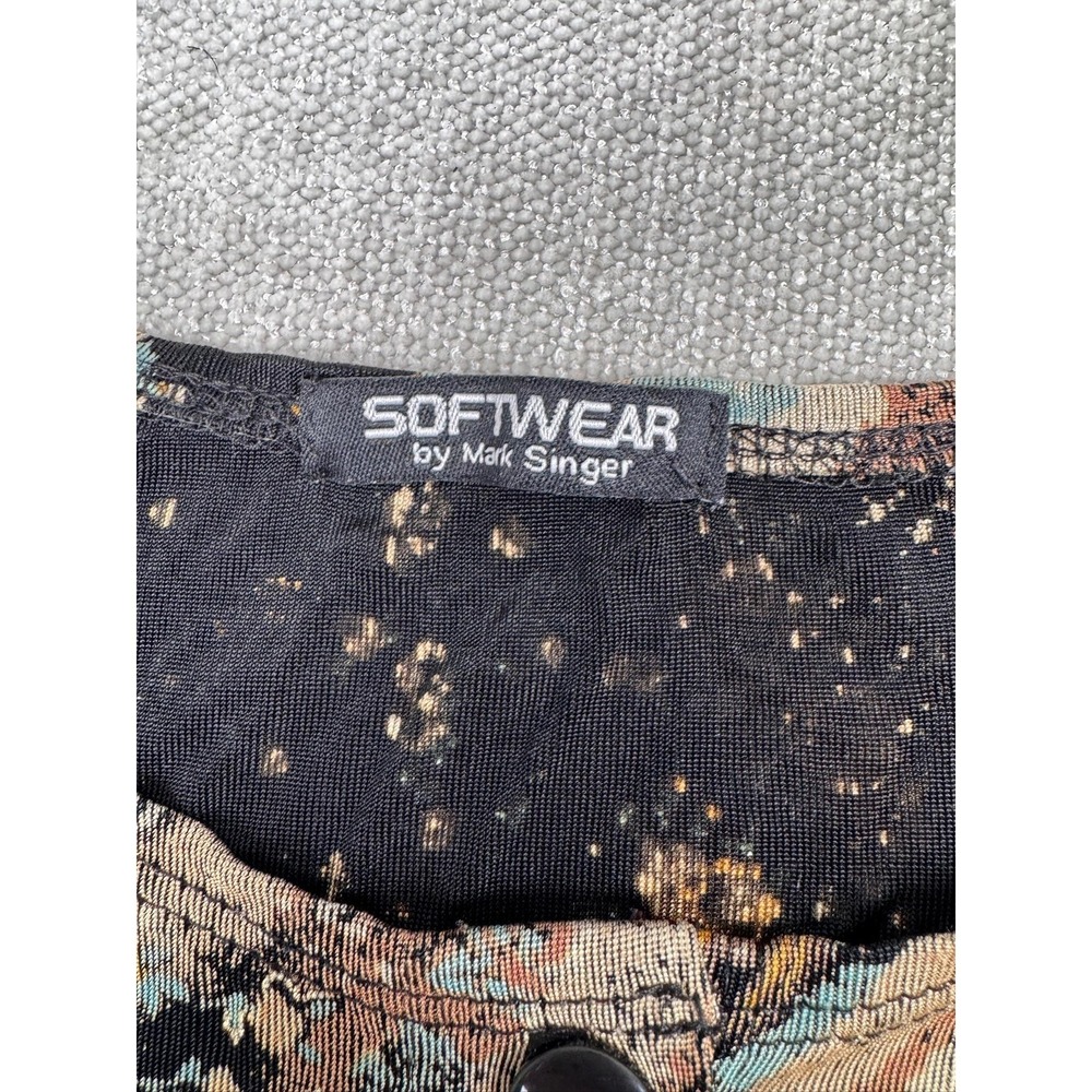 Softwear By Mark Singer Shirt Womens L Multicolor Paisley Button Up Knit Top - Picture 3 of 4